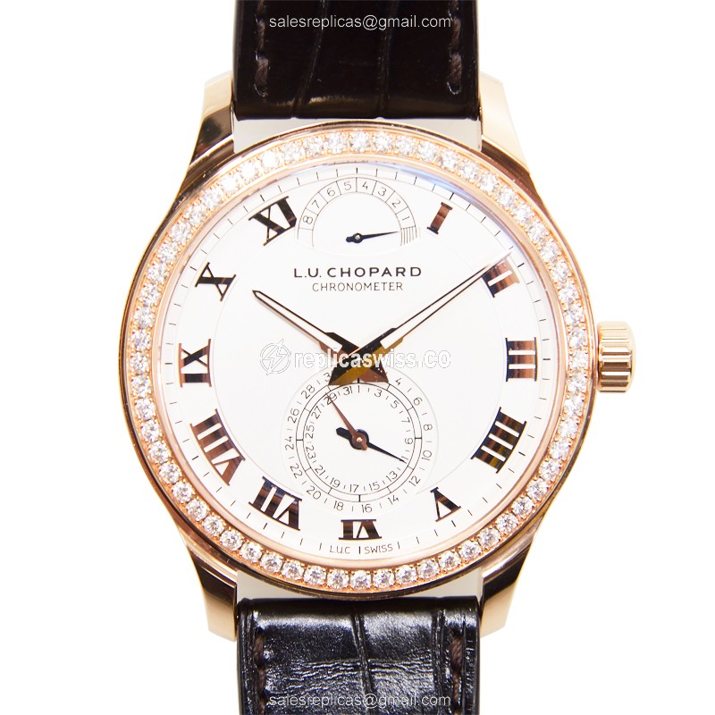 Chopard L.U.C 171926-5001 Manual Wind Watch in 18kt Rose Gold, Silver Dial, Alligator Brown Strap