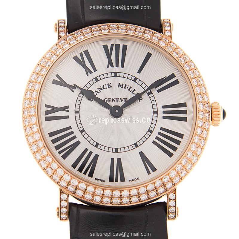 Classic Franck Muller 8041 Quartz Replica in White Dial & 18kt Rose Gold Case Watch