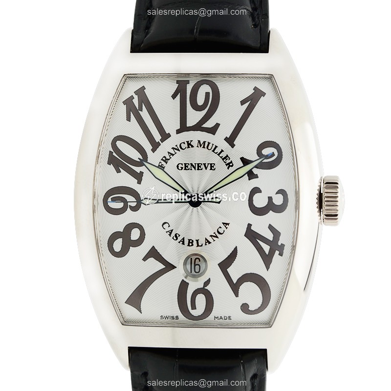 Classic Franck Muller 8880 B C DT CASABLANCA Watch with Silver Dial 18kt Gold Case