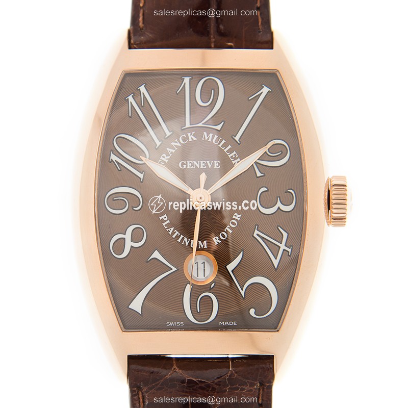Classic Franck Muller 8880 B SC DT Automatic, 18kt Gold Case, Brown Alligator Strap Replica Watch