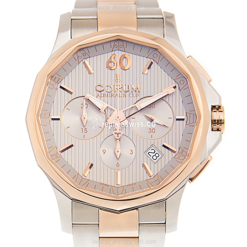 Corum Admirals Cup Replica in 18kt Steel & Rose Gold, Automatic Movement Silver Dial Watch