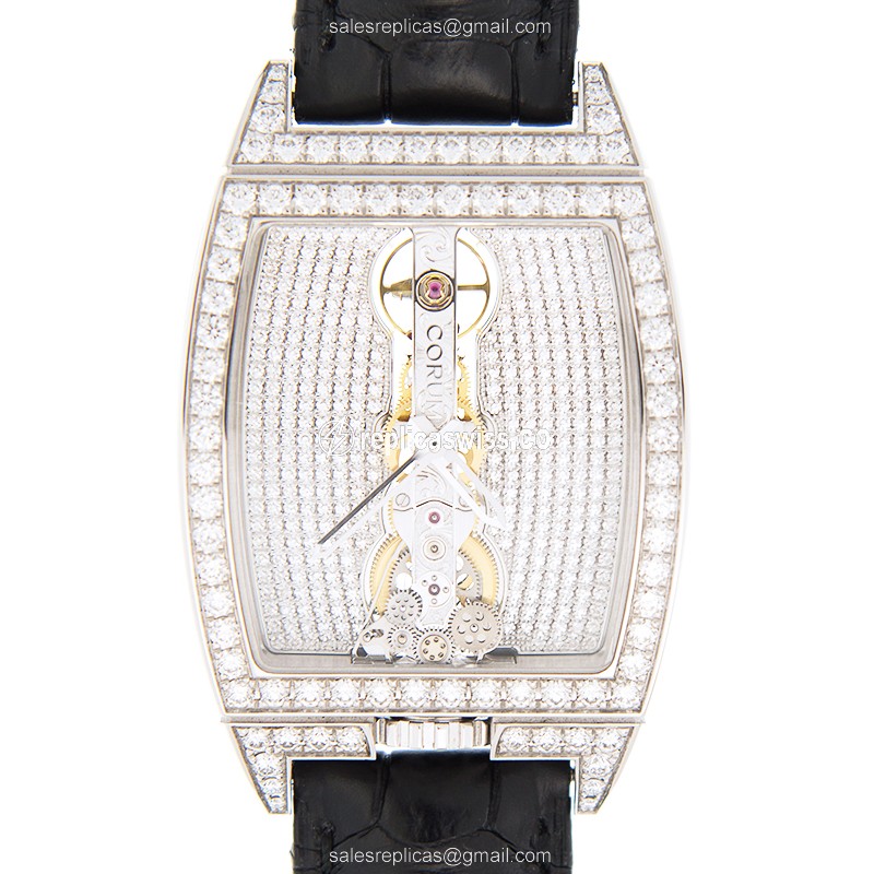 Corum Bridge Model 113.158.69/0001 - Manual Wind Movement, 18kt White Gold Case & Diamond Bezel