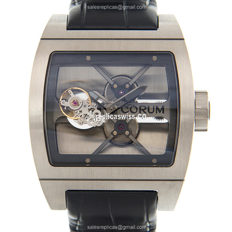 Corum Bridge Replica Watch | Manual Wind Movement, Titanium Case, Skull Dial
