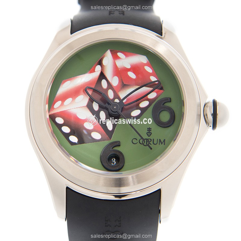 Corum Bubble Green Dial Automatic Replica, Stainless Steel Case & Black Rubber Strap Watch