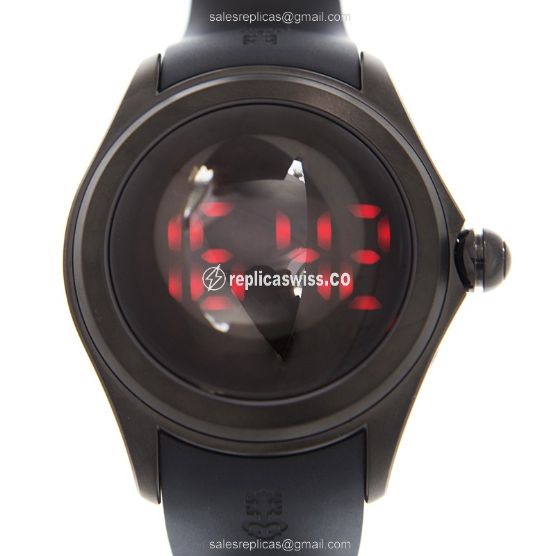 Corum Bubble Quartz Model 405.100.98 DI01 | Black Dial, Stainless Steel Case & Rubber Strap Watch