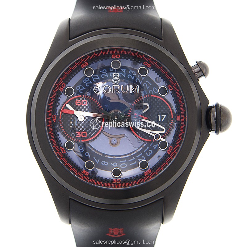 Corum Bubble Replica in Blue Dial & Titanium Case, Automatic Movement & Black Rubber Strap Watch