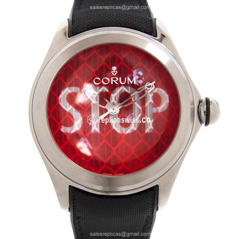Corum Bubble Replica in Red Dial & Titanium Case, Automatic Movement, Black Rubber Strap Watch