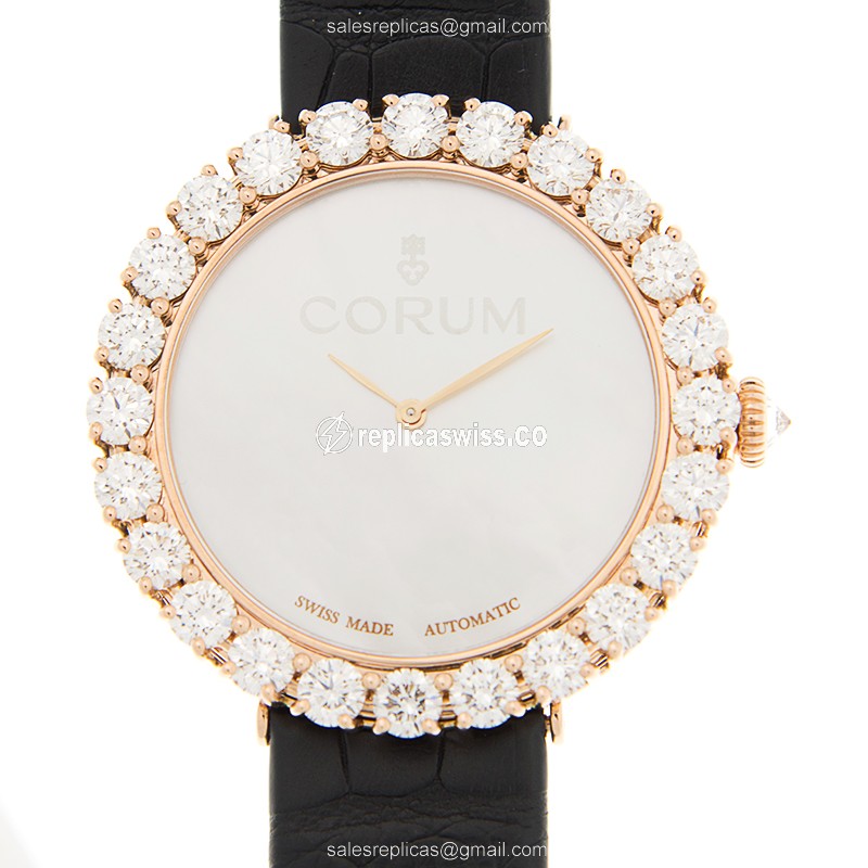Corum CLASSIQUE PN01 Automatic — 18kt Rose Gold Case, White Dial, Black Alligator Strap Watch