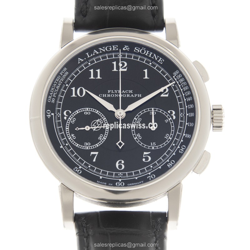 Elegant A Lange & Sohne 1815 Chronograph Replica in 18kt White Gold — Automatic Movement White