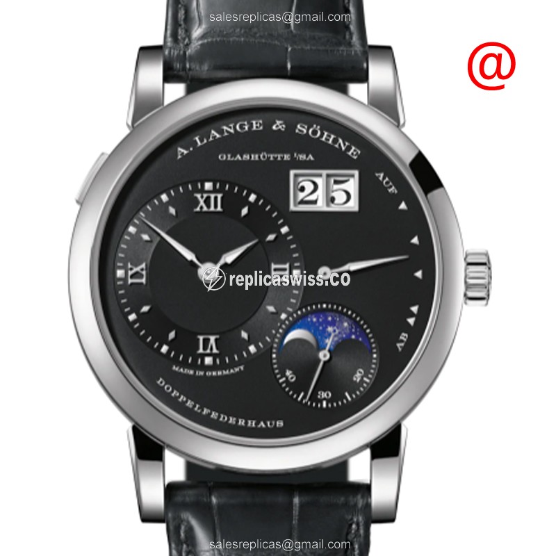 Elegant A Lange & Sohne LANGE 1 Replica in 18kt Gold, Black Dial & Automatic Movement Watch