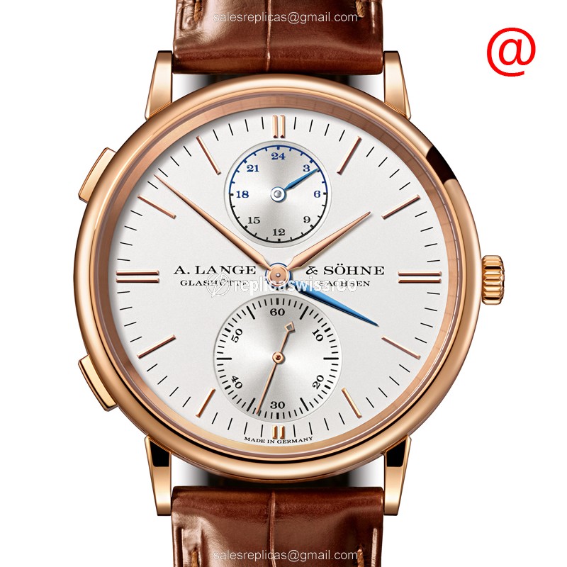 Elegant A Lange & Sohne Saxonia Manual Wind Replica in 18kt Gold with White Dial & Brown Alligator