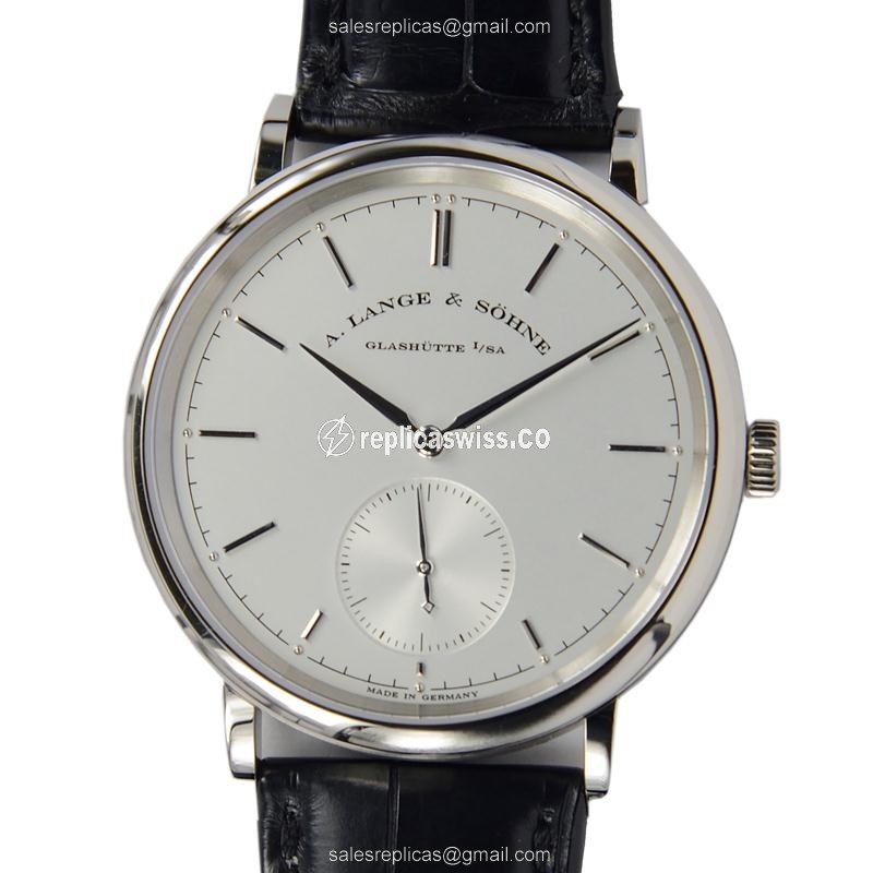 Elegant A Lange & Sohne SAXONIA Replica in 18kt White Gold with Automatic Movement White Dial