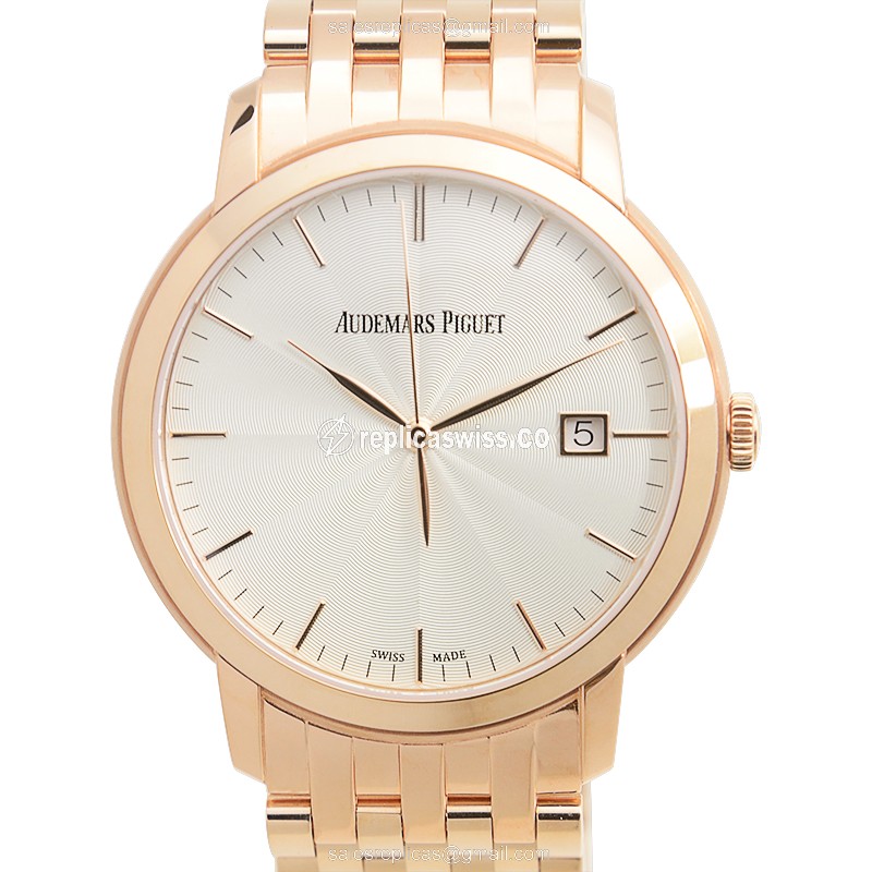 Elegant Audemars Piguet 15172OR.OO.1270OR.01 Classic Replica, Automatic 18kt Gold Case & Silver