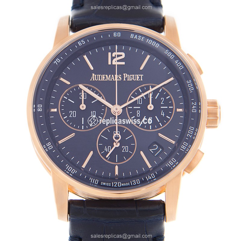 Elegant Audemars Piguet 26393OR.OO.A321CR.01 Replica, Automatic Movement, 18kt Rose Gold Case, Blue