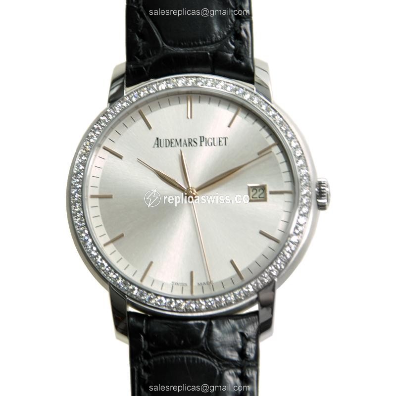 Elegant Audemars Piguet Classic Replica, Automatic Movement, 18kt White Gold Case, Silver Dial Watch