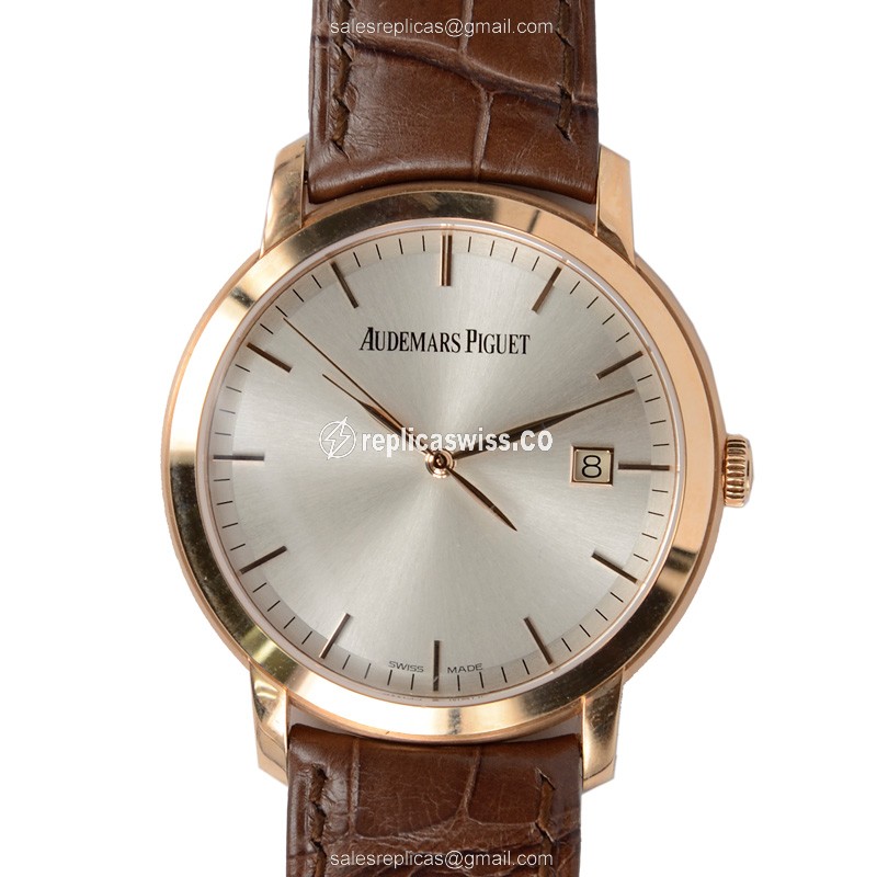 Elegant Audemars Piguet Jules Audemars Replica in 18kt Rose Gold with Automatic Movement Silver