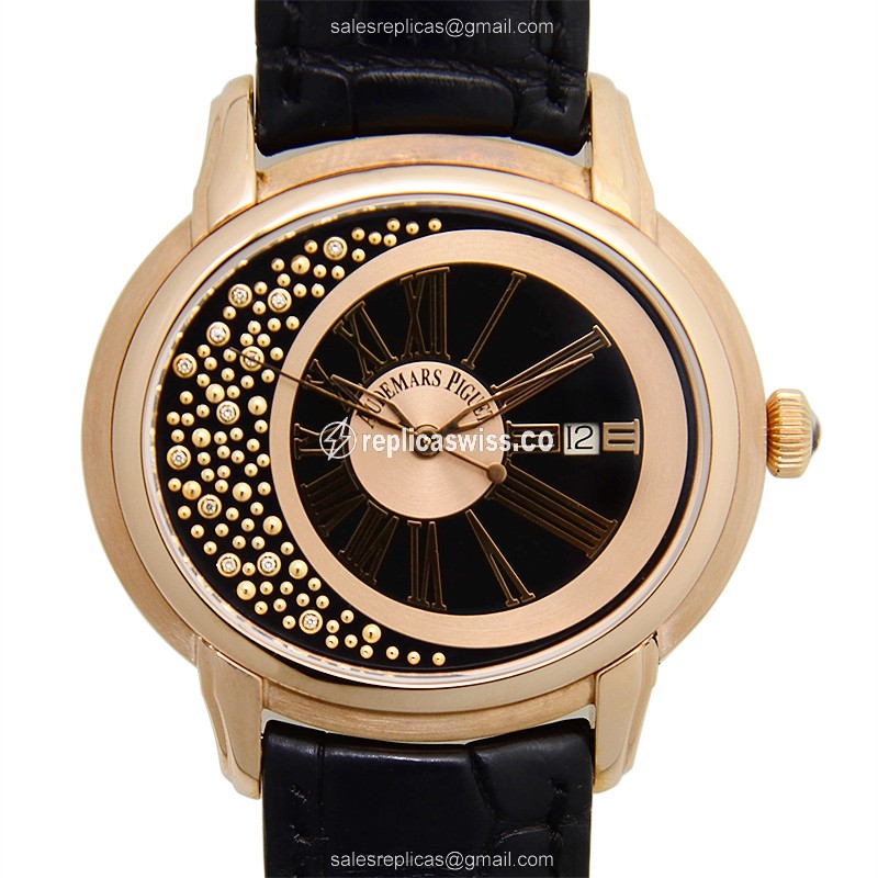 Elegant Audemars Piguet Millenary Replica in 18kt Rose Gold with Automatic Movement & Black Dial