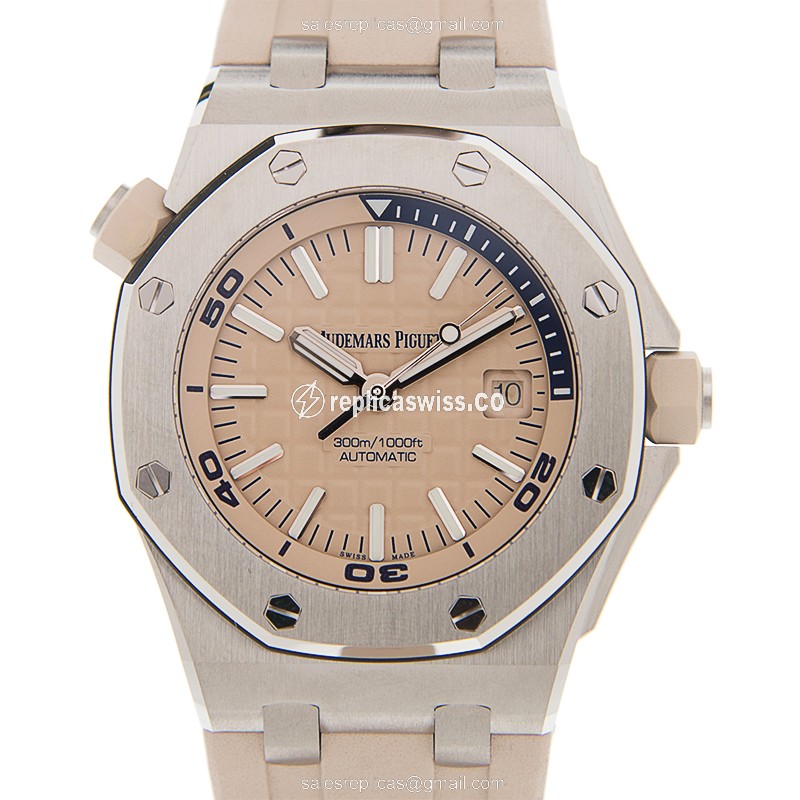 Elegant Audemars Piguet Royal Oak Offshore Replica in Stainless Steel, Automatic Beige Dial &