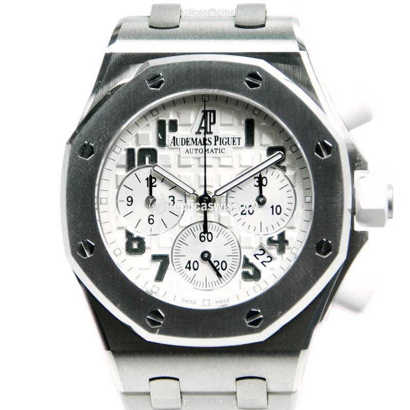 Elegant Audemars Piguet Royal Oak Offshore Replica in Stainless Steel, Automatic Movement & White