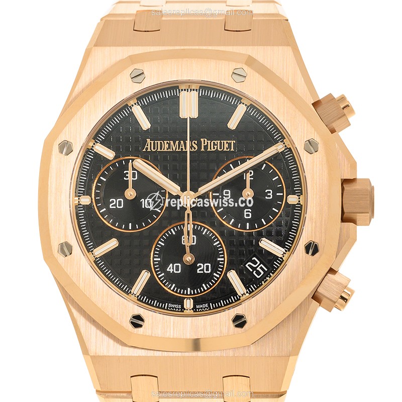 Elegant Audemars Piguet ROYAL OAK Replica in 18kt Black Gold, Automatic Movement & Sapphire Crystal