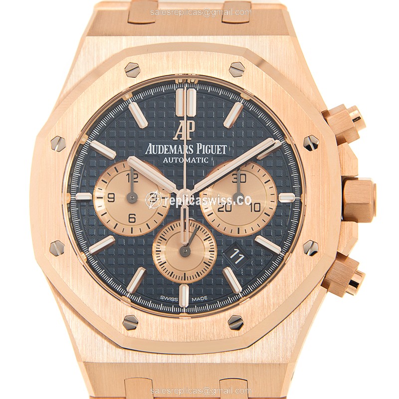 Elegant Audemars Piguet Royal Oak Replica in 18kt Gold Case & Blue Dial, Automatic Movement Watch