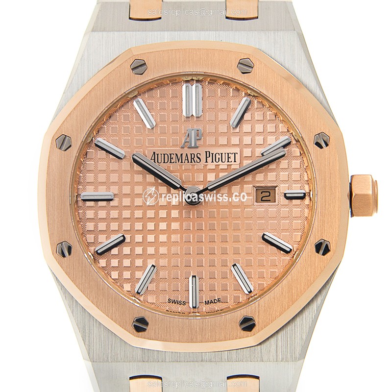 Elegant Audemars Piguet Royal Oak Replica in 18kt Gold & Steel Case, Quartz Movement, Gold Dial