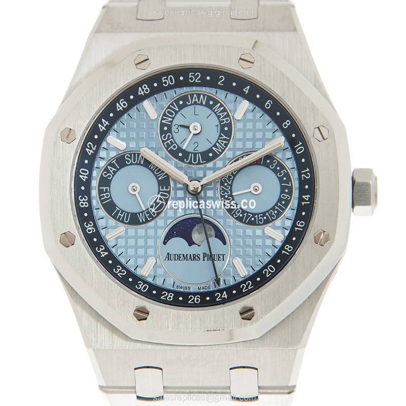 Elegant Audemars Piguet Royal Oak Replica in 950 Platinum Case & Blue Dial, Automatic Movement Watch