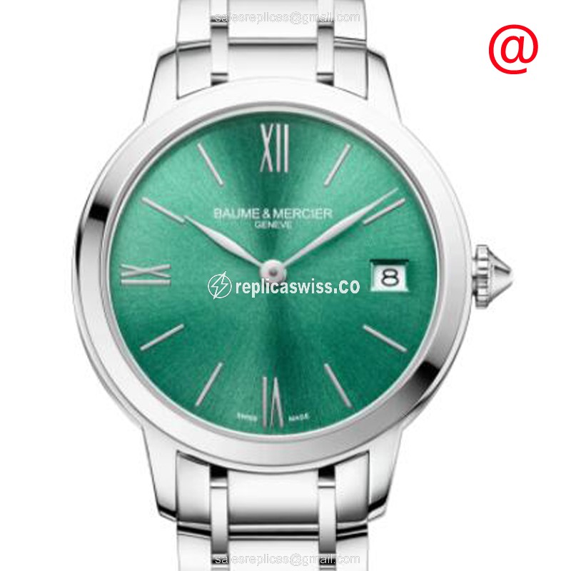 Elegant Baume & Mercier CLASSIMA Replica in Green Dial & Stainless Steel Case, Quartz Movement Watch