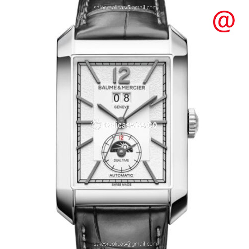 Elegant Baume & Mercier Hampton Replica with Automatic Movement Silver Dial on Alligator strap