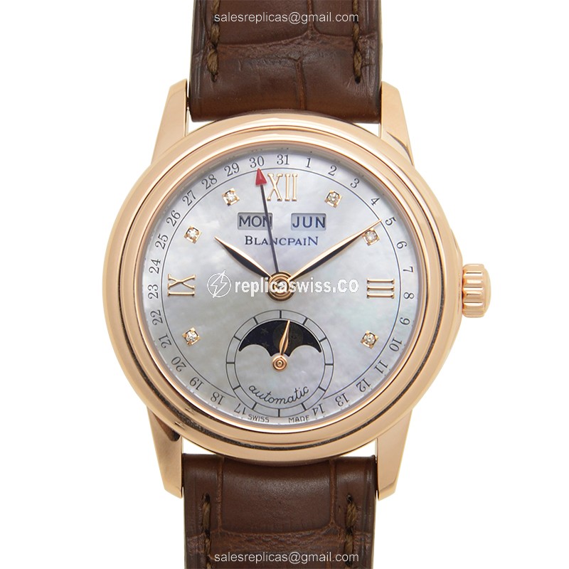 Elegant Blancpain 2360-3691A-55B Women's Watch | Automatic Movement, 18kt Gold Case & White Dial