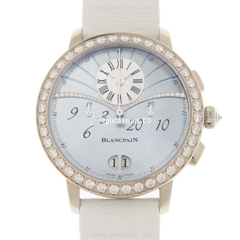 Elegant Blancpain 3626-1954L-58A Women's Watch in 18kt White Gold Blue Crystal Dial