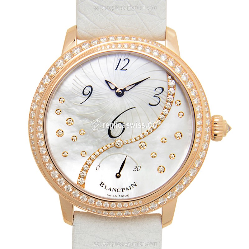 Elegant Blancpain 3650A-3754-58B Women's Replica, Automatic Movement & White Diamond Dial on