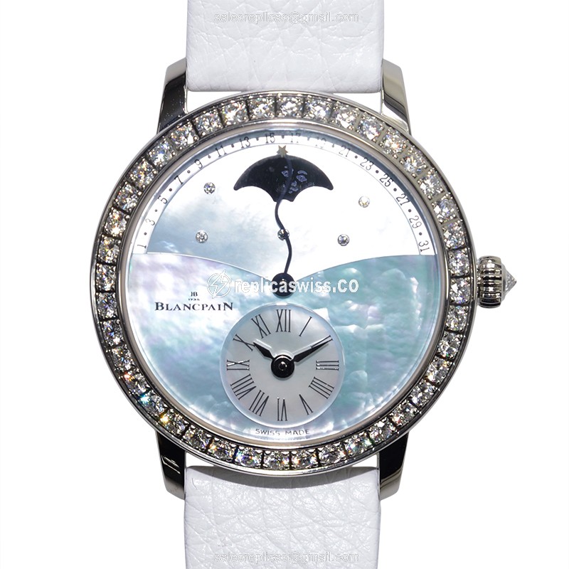 Elegant Blancpain 3653-1954-58B Replica in 18kt White Gold, Automatic Movement, Blue Dial Watch