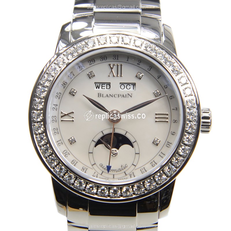 Elegant Blancpain 4691A-71 Women's Replica Watch | Automatic Movement, White Dial, Stainless Steel