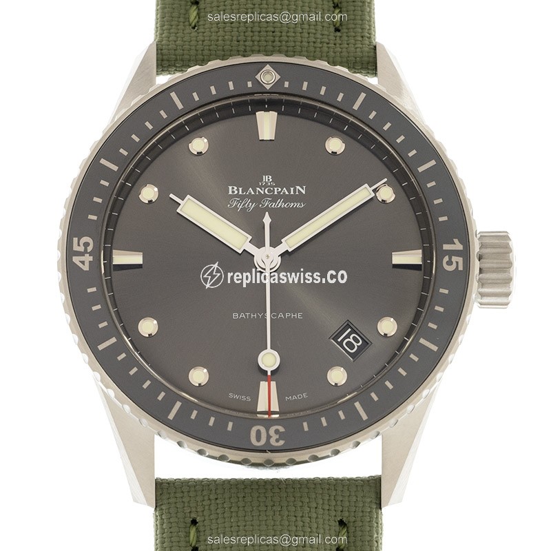 Elegant Blancpain 5000-1110-K52A Replica Watch | Automatic Movement, Gray Dial & Green Nylon Strap