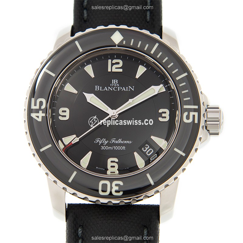 Elegant Blancpain 5015-1130-52A Fifty Fathoms Replica with Black Dial & Automatic Movement Watch
