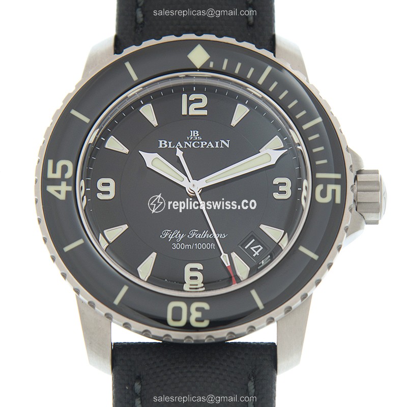 Elegant Blancpain 5015-12B30-B52A Replica Watch | Automatic Movement, Black Dial & Canvas Strap
