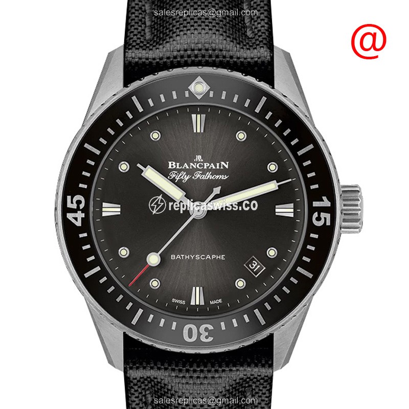 Elegant Blancpain 5100B-1110-B52A Fifty Fathoms Replica, Automatic Movement, Black Dial & Canvas
