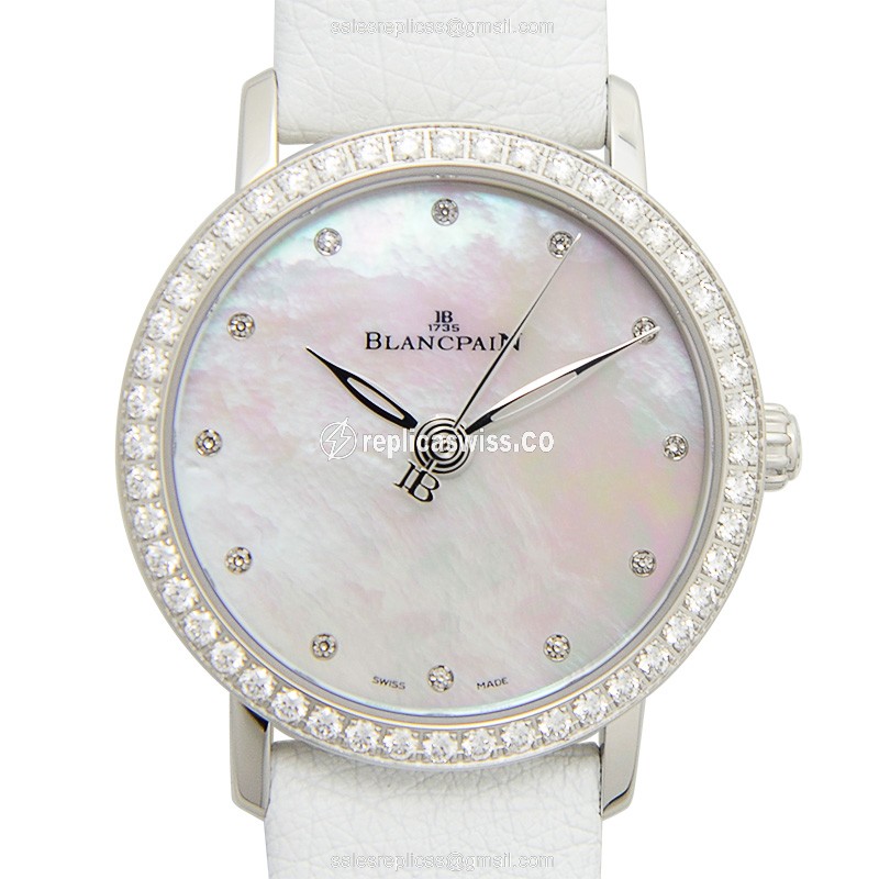 Elegant Blancpain 6102-4654-95A Replica Watch with White Dial & Diamond Case