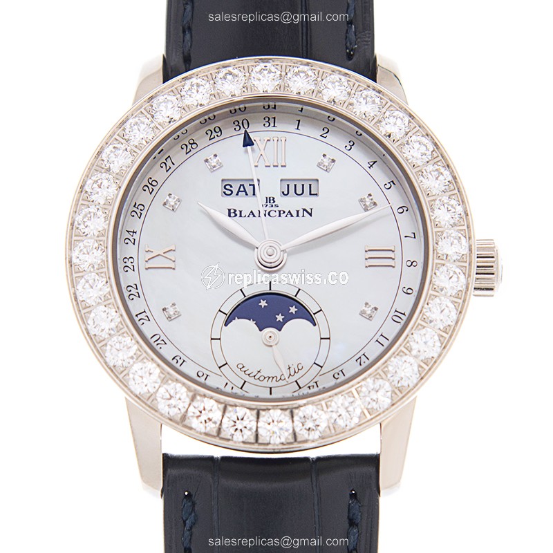 Elegant Blancpain LEMAN Replica in 18kt White Gold, Automatic Movement, White Dial Watch