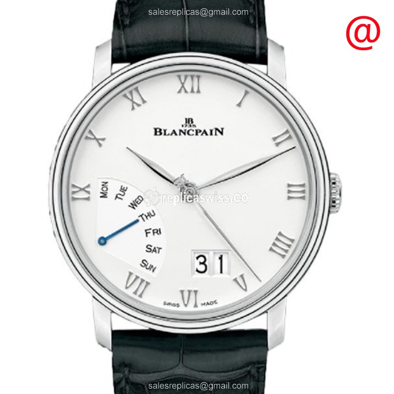 Elegant Blancpain Villeret Automatic Replica in Stainless Steel, White Dial & Alligator Strap Watch