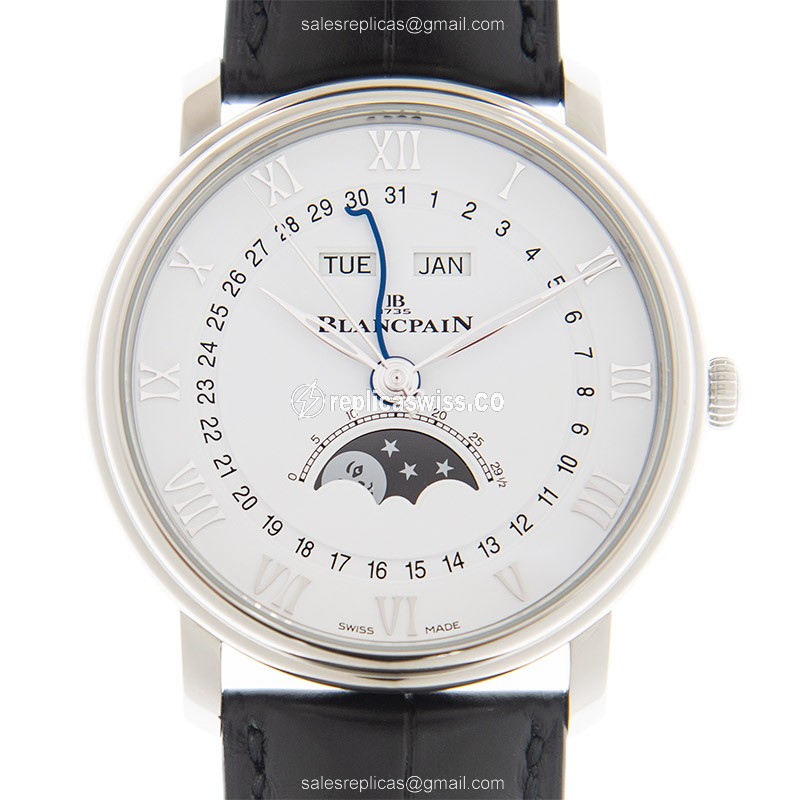 Elegant Blancpain Villeret Replica in Stainless Steel with Automatic Movement White Dial Watch