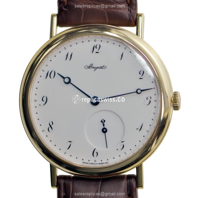 Elegant Breguet 5140BA/29/9W6 Classic Replica in 18kt Gold, Automatic Movement & White Dial Watch