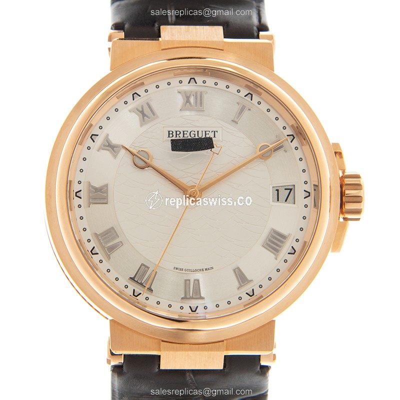 Elegant Breguet 5517BR/12/9ZU Marine Replica with Silver Dial & 18kt Gold Case Watch