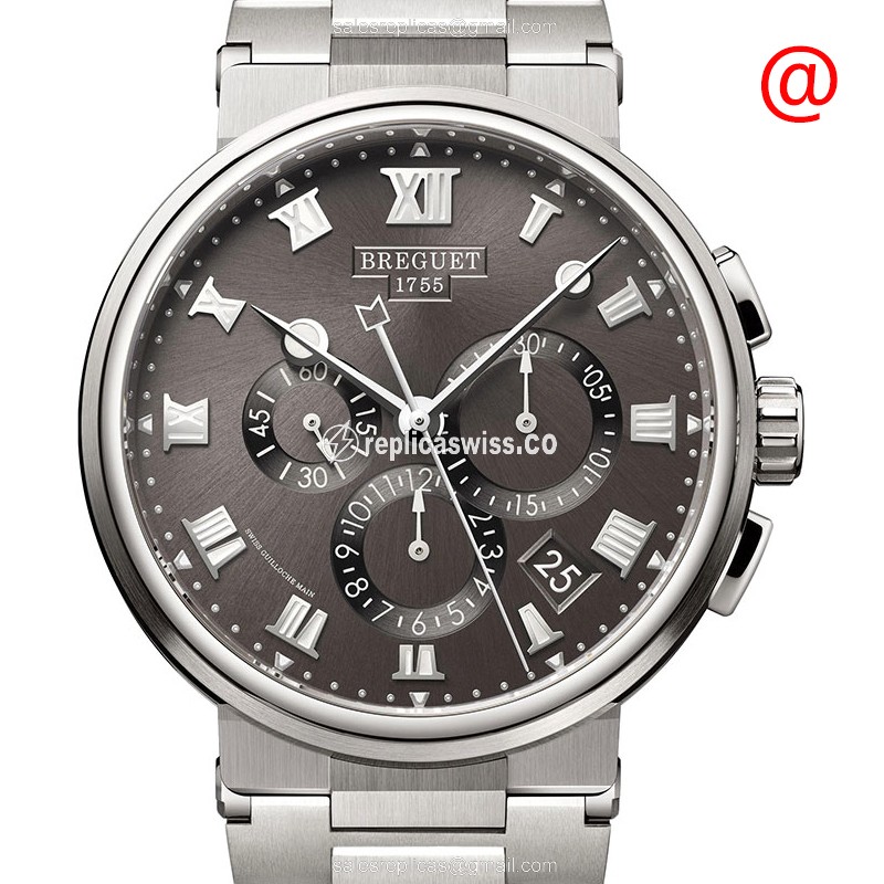 Elegant Breguet 5527TI/G2/TW0 Marine Replica Watch | Automatic Movement, Titanium Case, Silver Strap