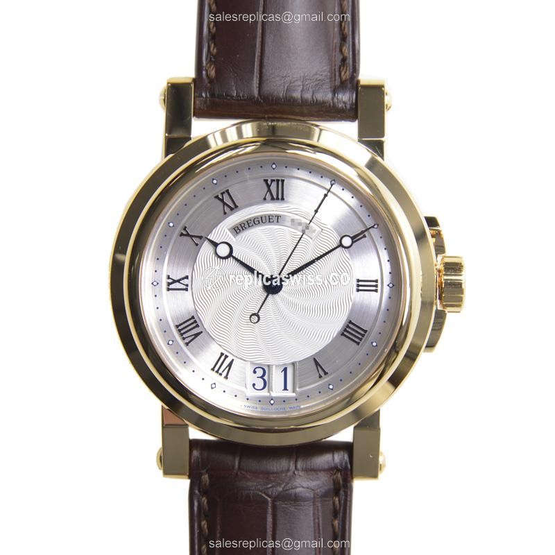 Elegant Breguet 5817BA/12/9V8 Marine Replica Watch | Automatic Movement, 18kt Gold Case, Silver Dial