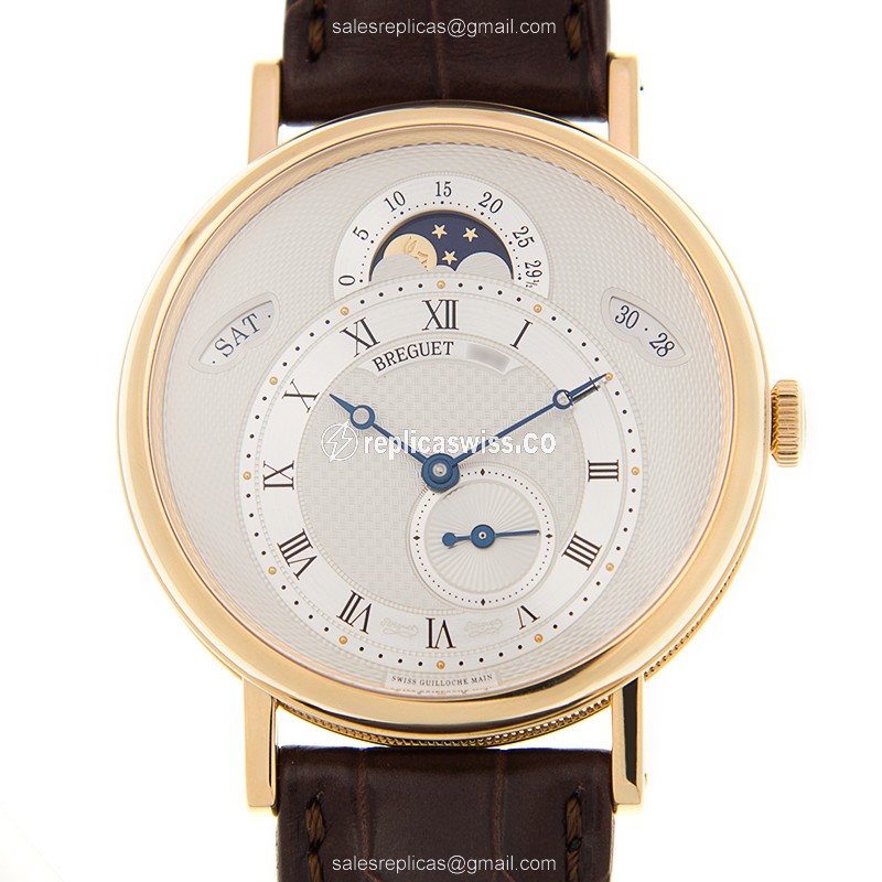 Elegant Breguet 7337BA/1E/9V6 Replica in 18kt Gold, Automatic Movement & Silver Dial Watch