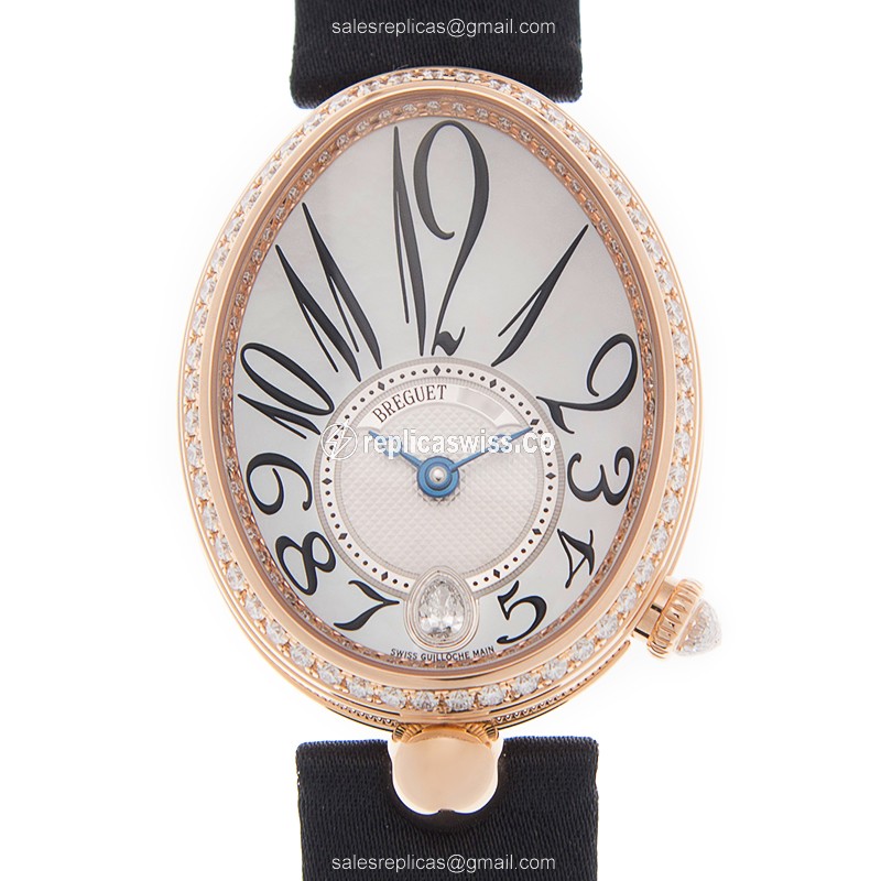 Elegant Breguet 8918BR/58/864/D00D Reine De Naples Replica in 18kt Rose Gold with White Dial and