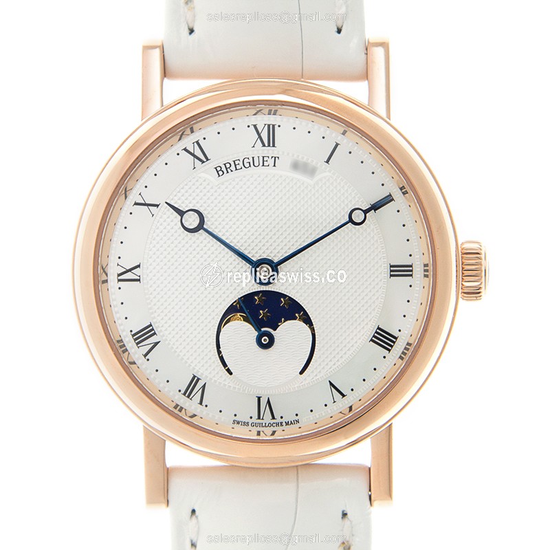 Elegant Breguet 9087BR Classic Replica, Automatic Movement, Silver Dial, 18kt Gold Case Watch