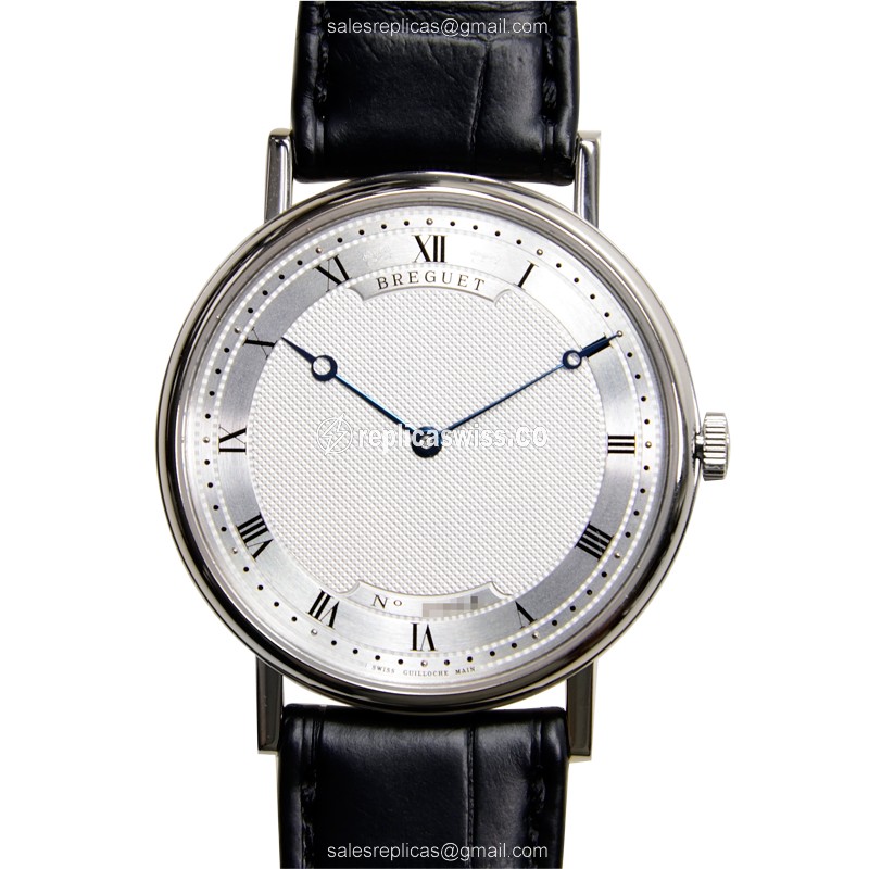 Elegant Breguet Classic 5157BB/11/9V6 Replica, Automatic Movement, 18kt Silver Dial, Alligator